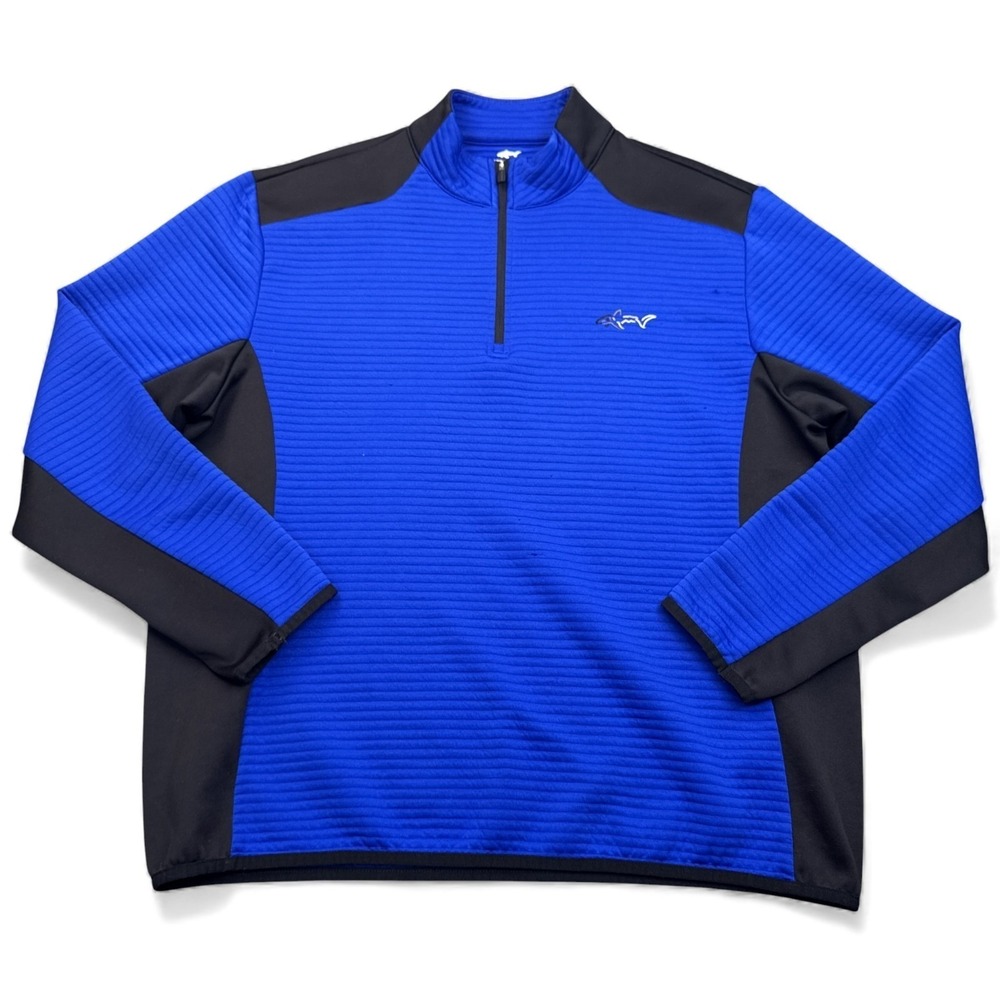 Greg Norman Attack Life 1/4 Zip Pullover Black‎ Blue Fishing Golf Casual